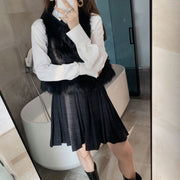 A-line dark pleated skirt girl skirt