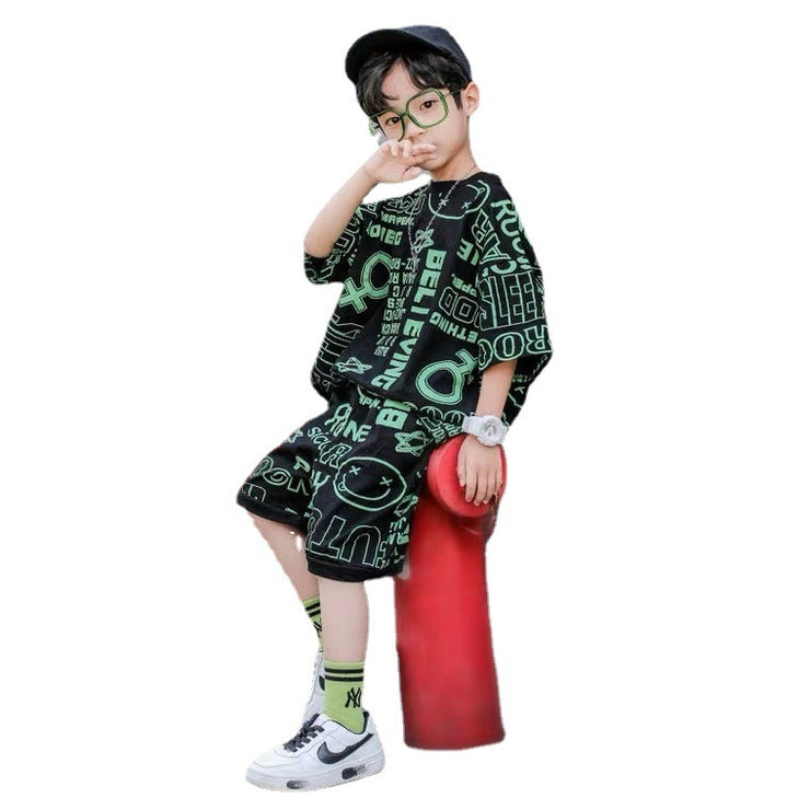 Boy's Short-sleeved Middle-aged Western Style Children's Clothing
