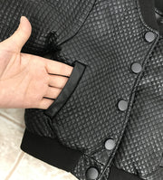 Boy's Round Neck Leather Baby PU Leather Jacket
