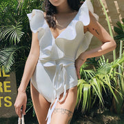 Lotus leaf one-piece bathing suit