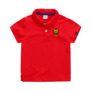 Children's Unisex Summer Elastic Cotton Solid Color Short Sleeve Cartoon Polo T-shirt