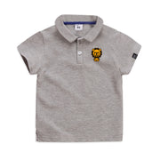 Children's Unisex Summer Elastic Cotton Solid Color Short Sleeve Cartoon Polo T-shirt