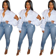 Fall Tops for Woman Casual Blouses Office Shirt Street Wear White Women's Shirts