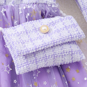 Girls' Long Sleeve Lady Star Mesh Dress