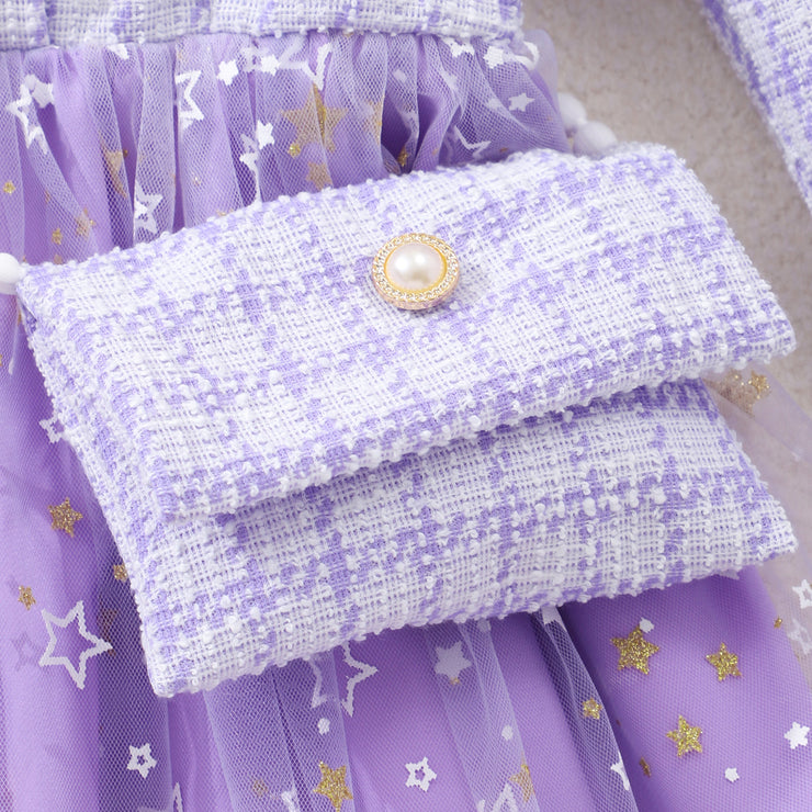 Girls' Long Sleeve Lady Star Mesh Dress
