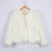 Ladies Fur Long Sleeve Fleece Coat