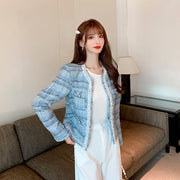 Blue Scented Wool Knit Ladies Coat
