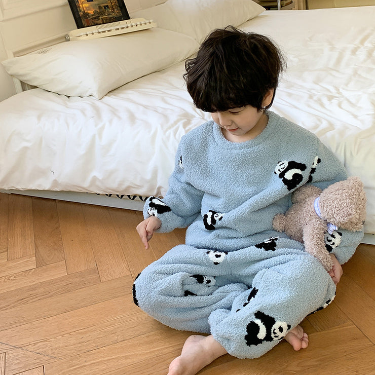 Children's Warm Loungewear Cotton Velvet Pajamas Suit