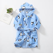 Girls Flannel Print Pajamas Loungewear Bathrobe