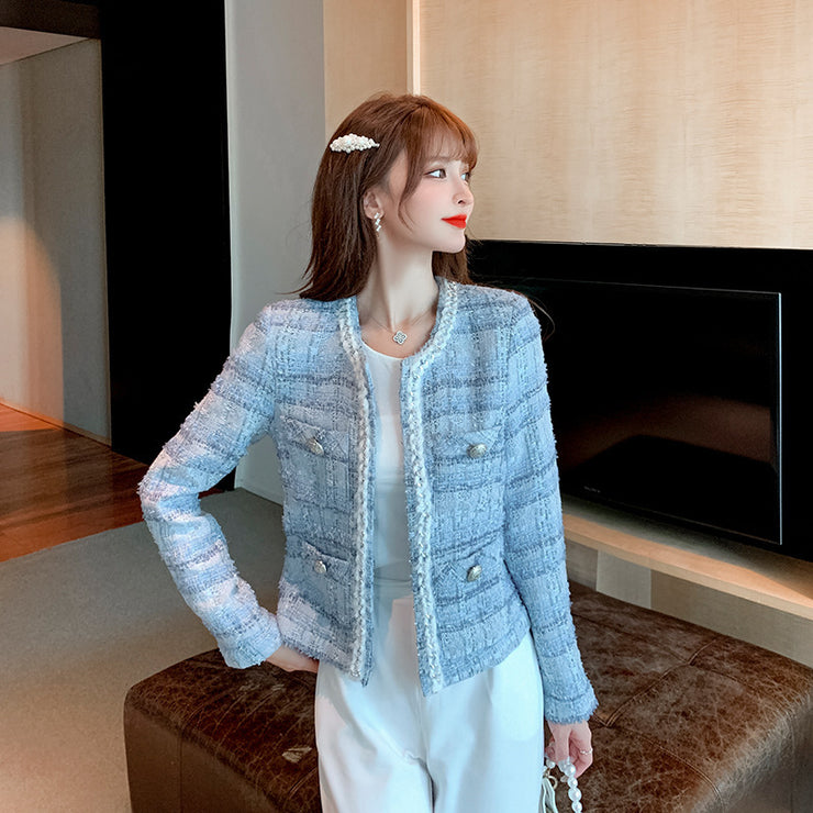 Blue Scented Wool Knit Ladies Coat